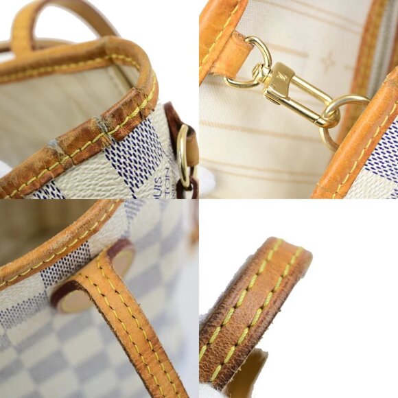 LOUIS VUITTON Neverfull PM Shoulder Tote Bag Damier Azur Leather N51110 74YG880 - Picture 7 of 16